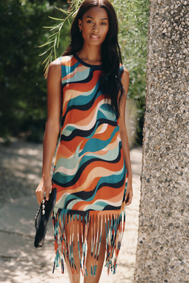 Celandine Knit Fringe Mini Dress | Anthropologie
