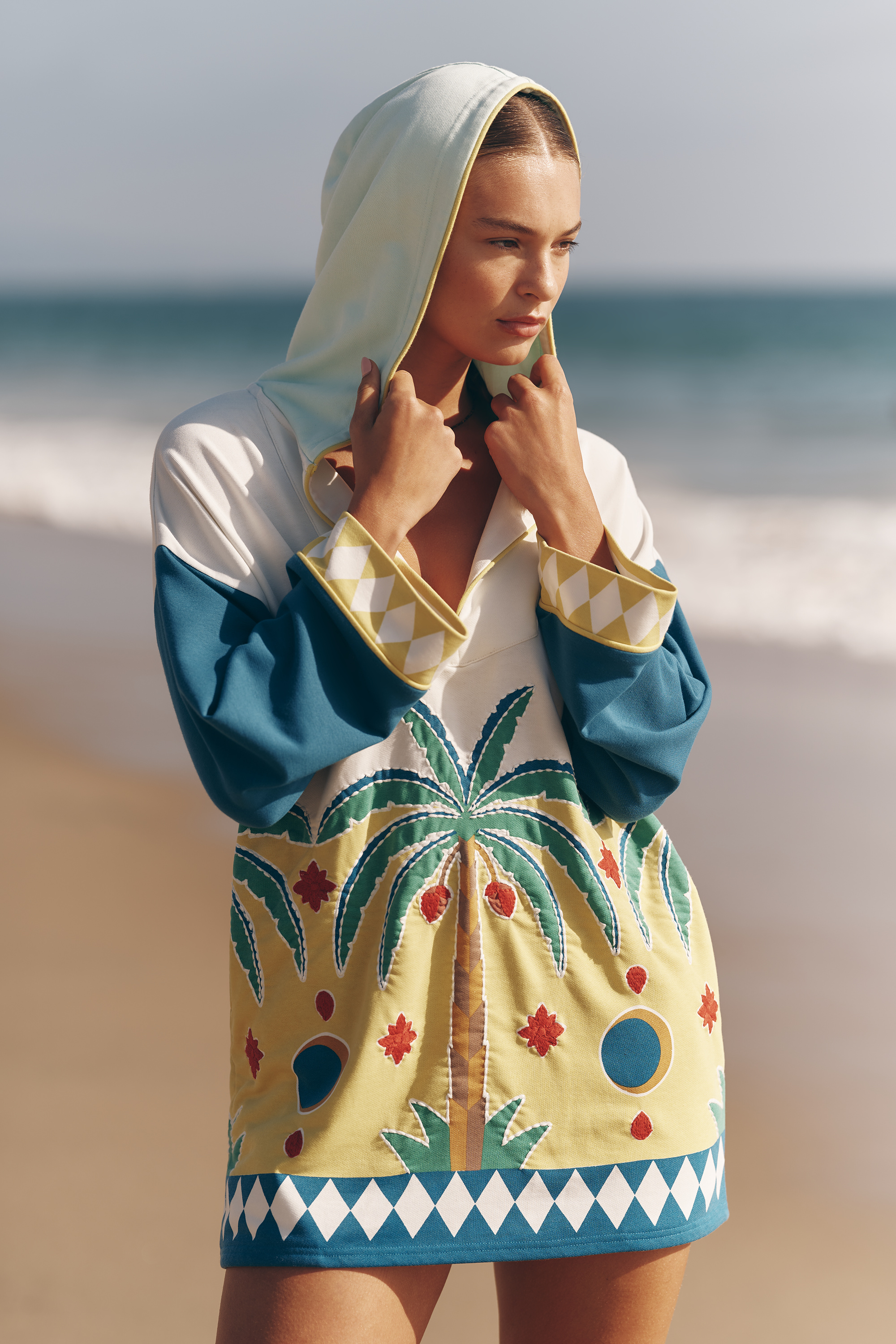 x Tigre Indigo Embroidered Poncho - Image 1