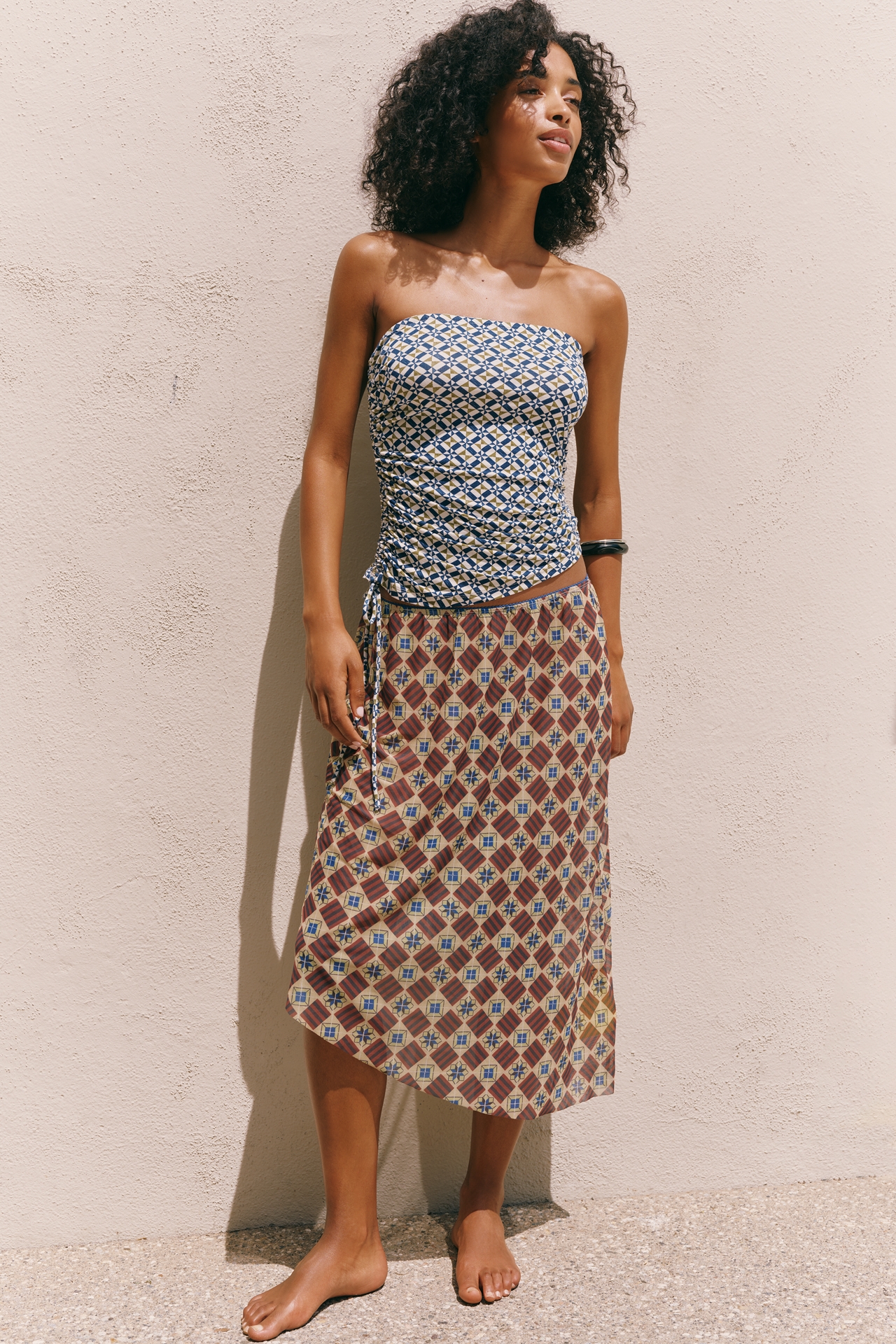 Celandine Printed Asymmetric Midi Skirt