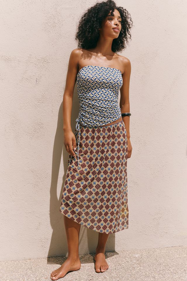 Celandine Printed Asymmetric Midi Skirt | Anthropologie