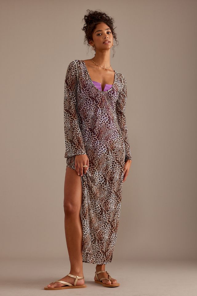 Sea Level Congo Leopard Print Mesh Maxi Dress