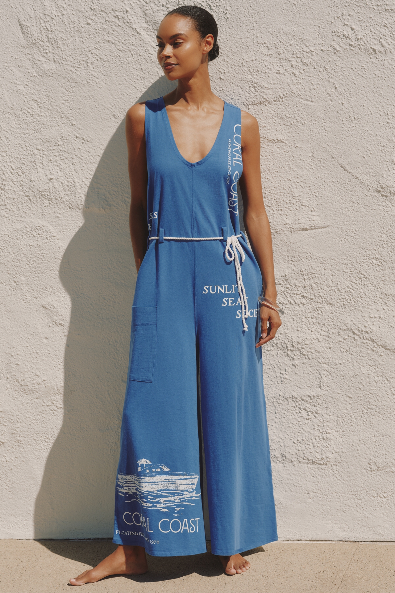 Celandine Coral Coast Knit Jumpsuit | The Summit