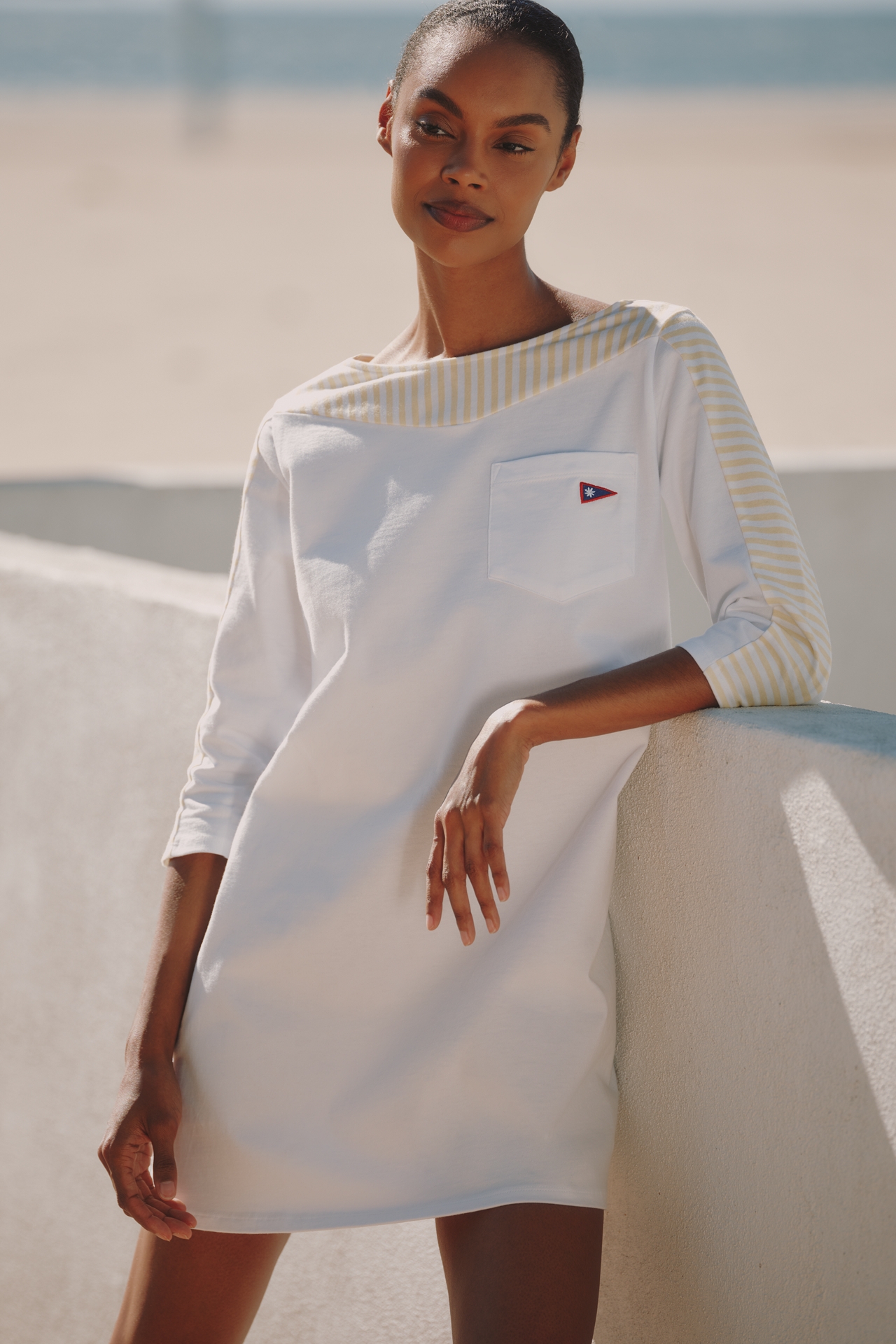Celandine Punting Boat-Neck T-Shirt Mini Dress