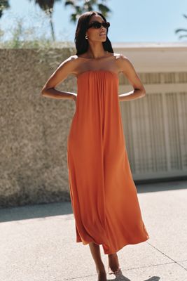 brown dress hijab In Ambience Mesh Maxi Dress Orange