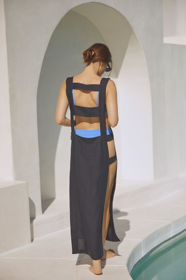 The Levina Wide-Strap Open-Side Midi Dress #1
