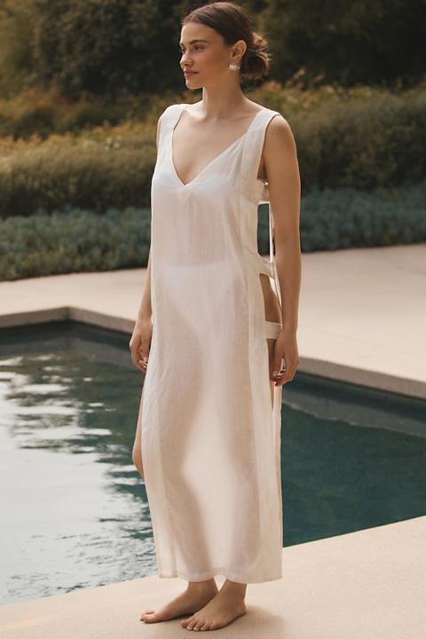 The Levina Wide-Strap Open-Side Midi Dress
