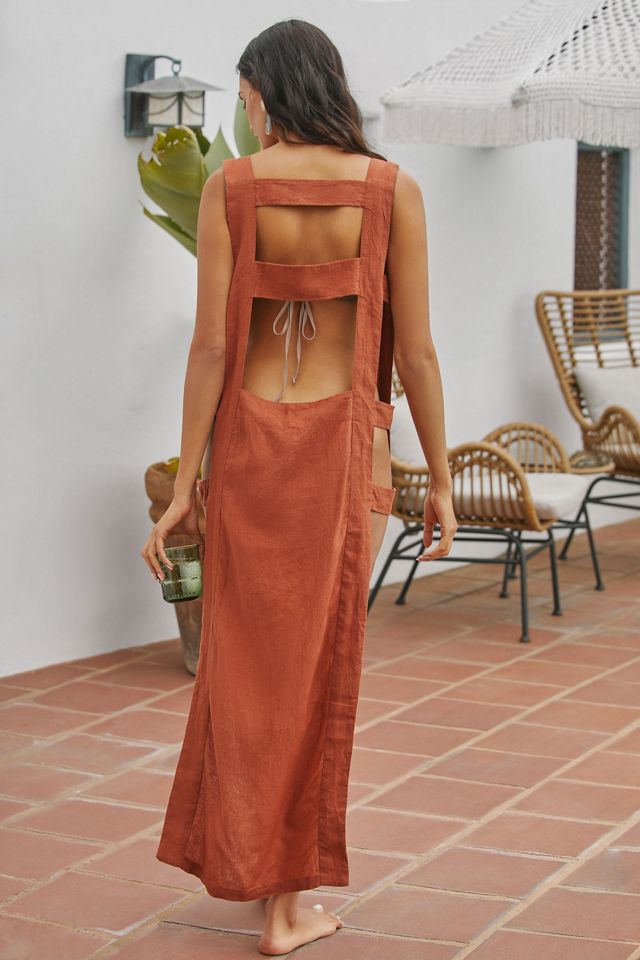 The Levina Wide-Strap Open-Side Midi Dress