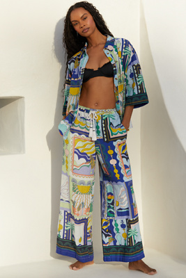 Pantalon Large en Lin Imprimé Par Anthropologie par taille: XS - By Anthropologie - Modalova