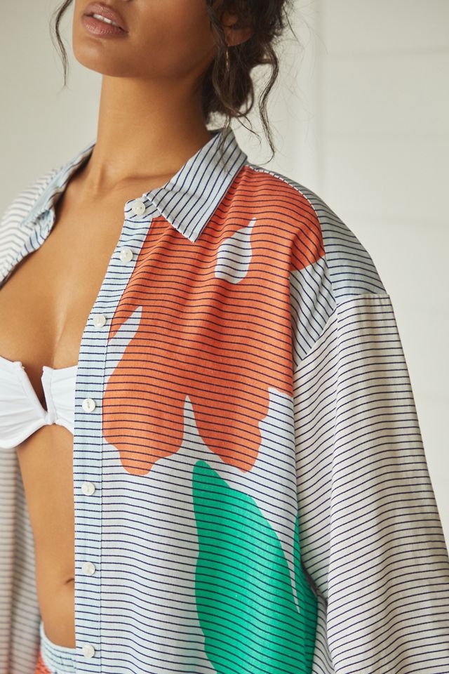By Anthropologie Printed Striped Top #2