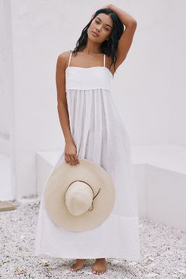By Anthropologie Sleeveless A-line Maxi Dress In White