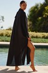 By Anthropologie Oversized Linen Button-Front Maxi Dress