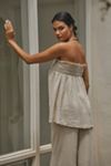 By Anthropologie Strapless Linen Top