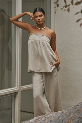 The Aubrey Strapless Linen Top