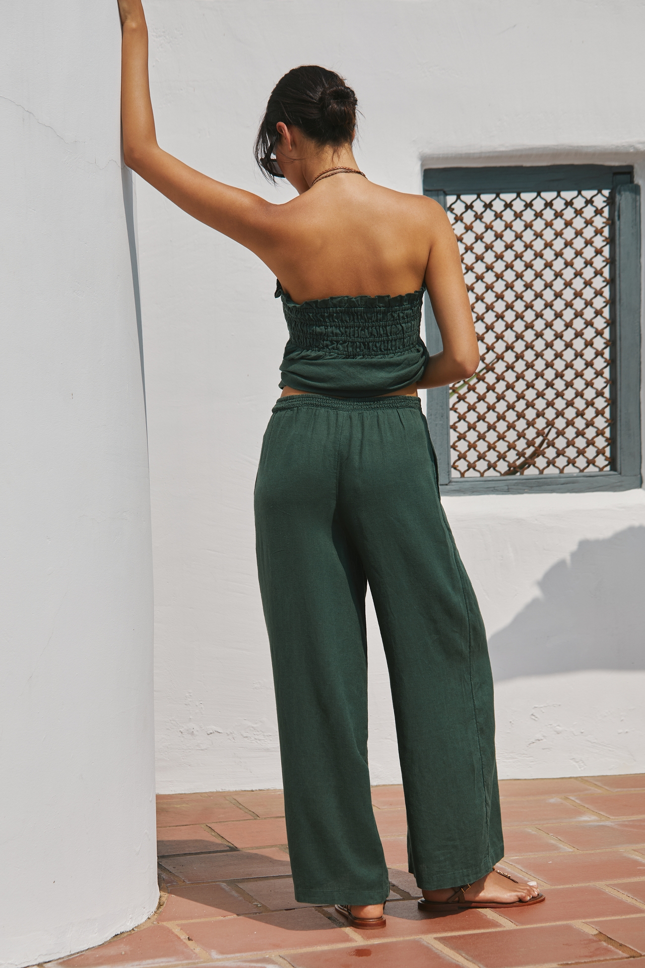 By Anthropologie Smocked Linen Pants