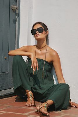 By Anthropologie Strapless Linen Top