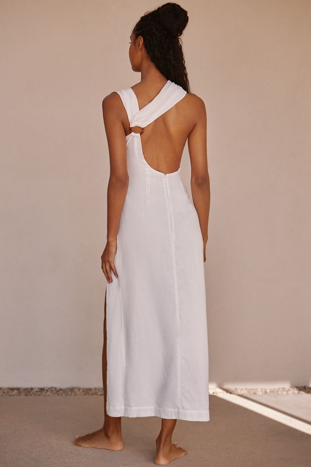 By Anthropologie Asymmetric Linen Maxi Dress #1
