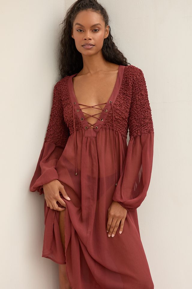 By Anthropologie Sheer Cover-Up Midi Dress #3