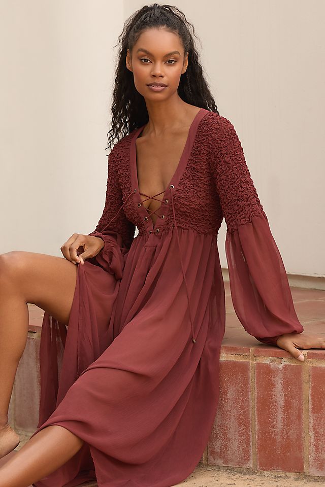 sheer cover ups for dresses Emory Park Up Dress Women Layer it over swim Sheer Linen Button-Down Side Slits