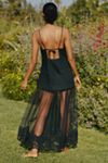 By Anthropologie Sleeveless Sheer Linen Maxi Slip Dress