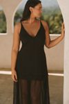 By Anthropologie Sleeveless Sheer Linen Maxi Slip Dress