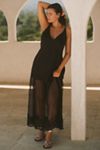 By Anthropologie Sleeveless Sheer Linen Maxi Slip Dress