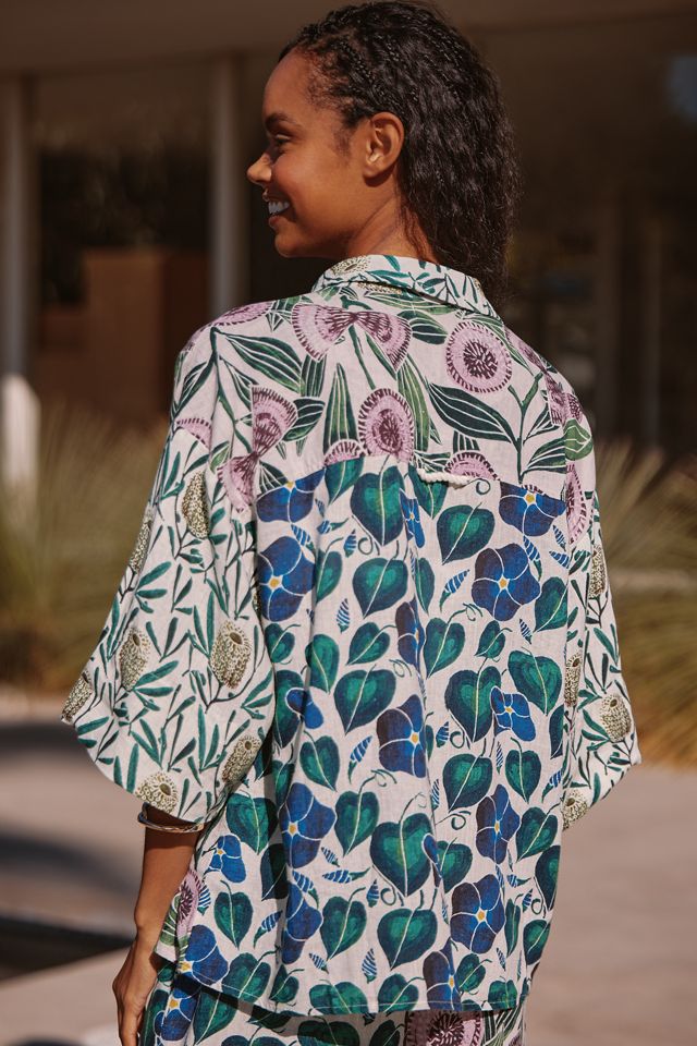 Celandine Short-Sleeve Linen Buttondown Shirt #1