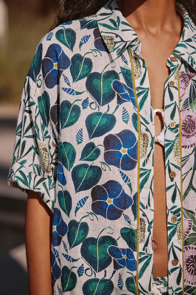 Celandine Short-Sleeve Linen Buttondown Shirt #2