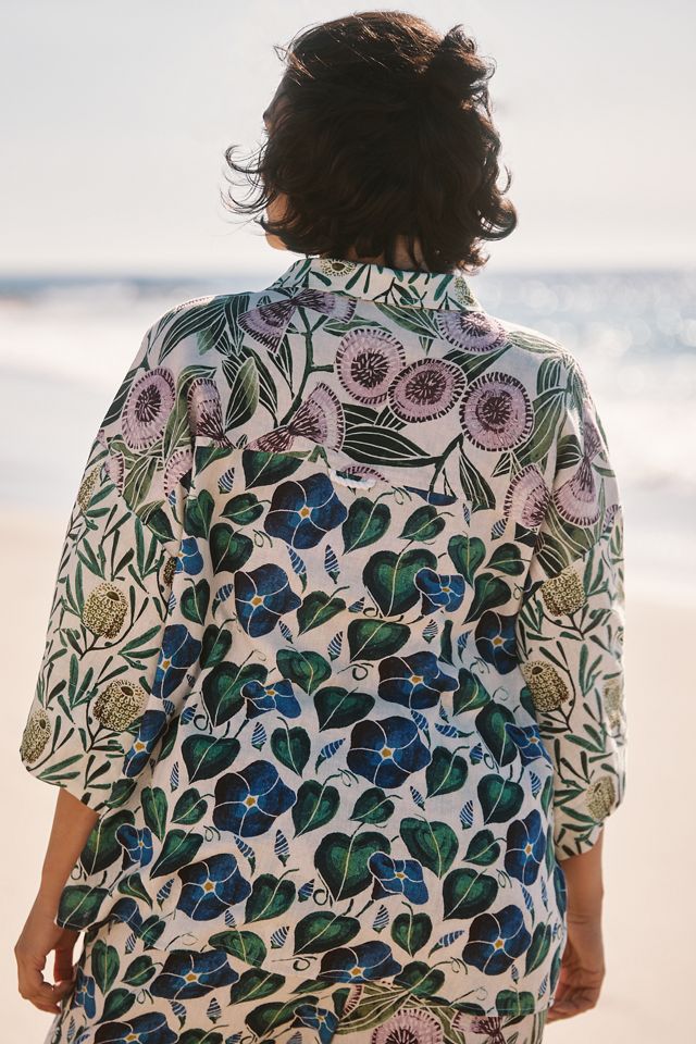 Celandine Short-Sleeve Linen Buttondown Shirt #4