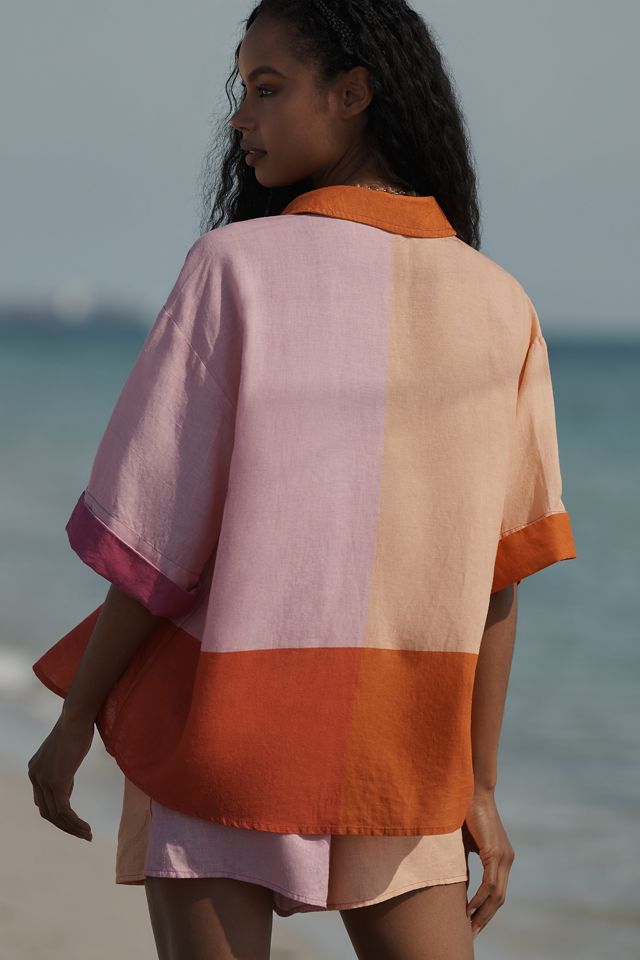 Celandine Colorblock Linen Blend Shirt #1