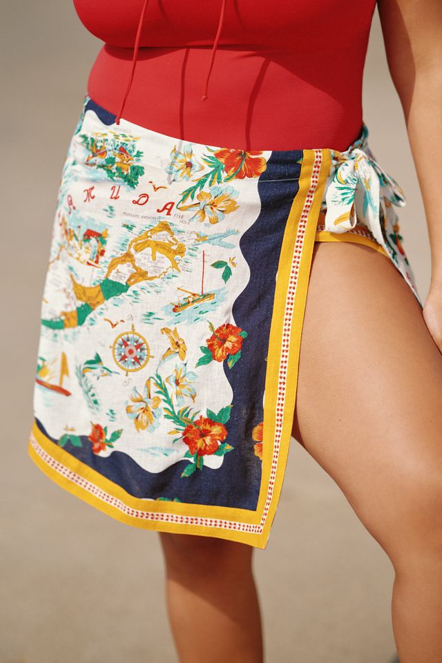 Celandine Linen Blend Wrap Mini Skirt #4