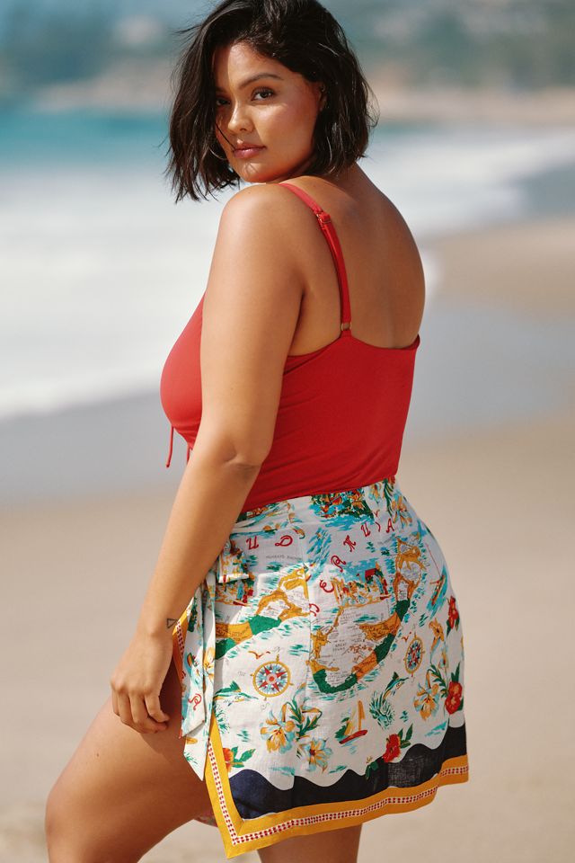 Celandine Linen Blend Wrap Mini Skirt #5