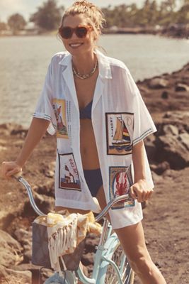 Chemise Celandine Postcard Manches Courtes Coupe Ample Boutonnée