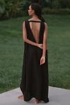 Celandine Plunge-Neck Linen Blend Maxi Dress