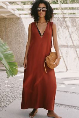 Celandine Plunge-Neck Maxi Dress