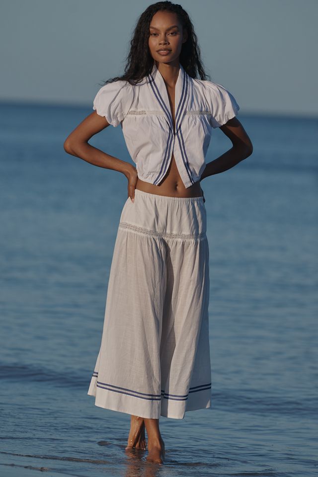 Celandine Puff-Sleeve Cropped Buttondown Blouse #3