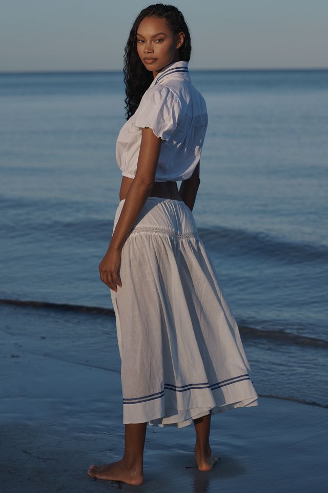 Celandine Puff-Sleeve Cropped Buttondown Blouse #4