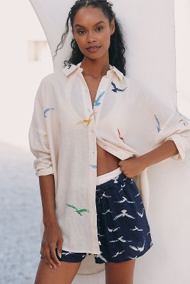 Celandine Linen Blend Long-sleeve Buttondown Shirt