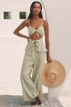 Celandine Linen Tie-Front Cutout Tank Top