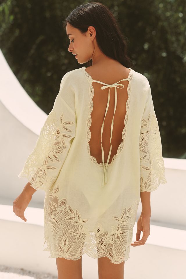 Celandine Linen-Blend Lace Mini T-Shirt Dress #1