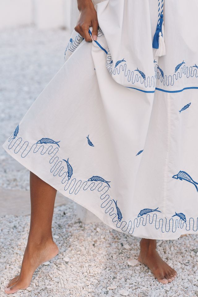 Celandine Embroidered Cotton Tiered Maxi Dress #1
