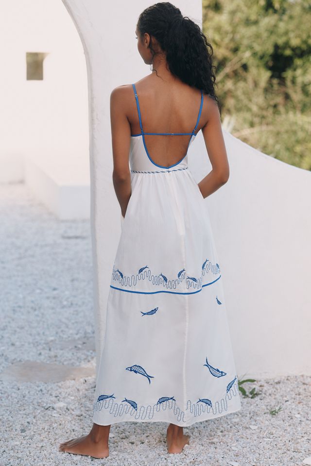 Celandine Embroidered Cotton Tiered Maxi Dress #3