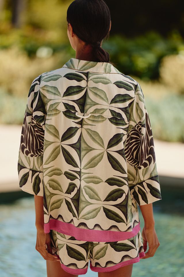 Carla Petelski x Celandine Short-Sleeve Linen-Blend Buttondown Shirt #1