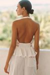 Celandine Linen-Blend Halter Tie-Front Tank Top