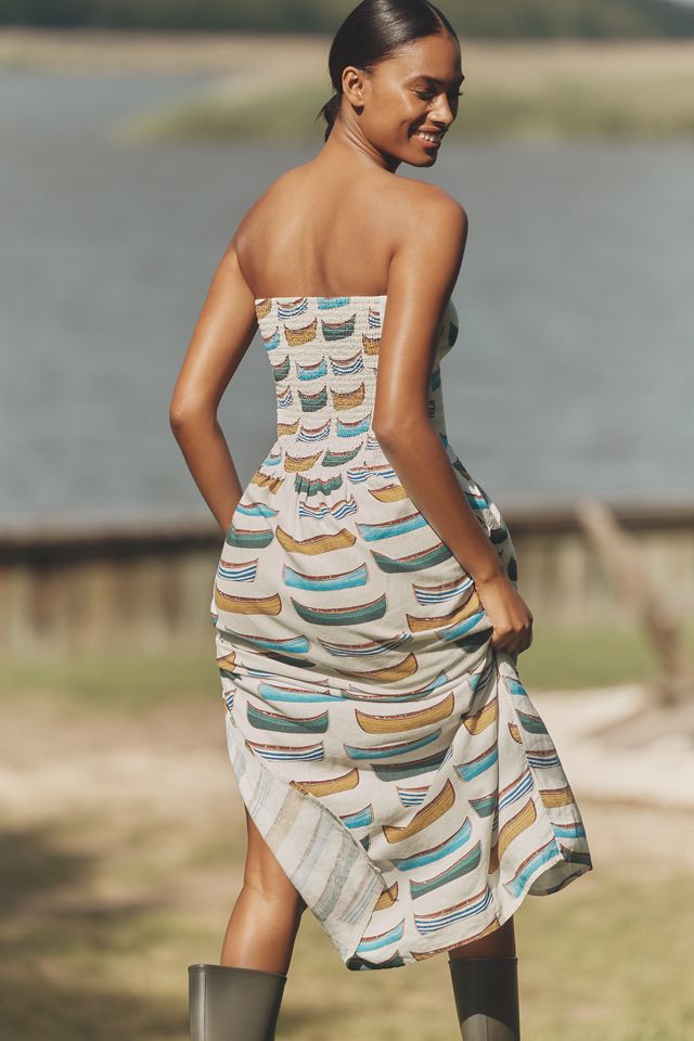 Celandine Linen Blend Strapless Drop-Waist Maxi Dress #2