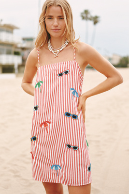 Celandine Embroidered Poplin Square-Neck Mini Shift Dress product page