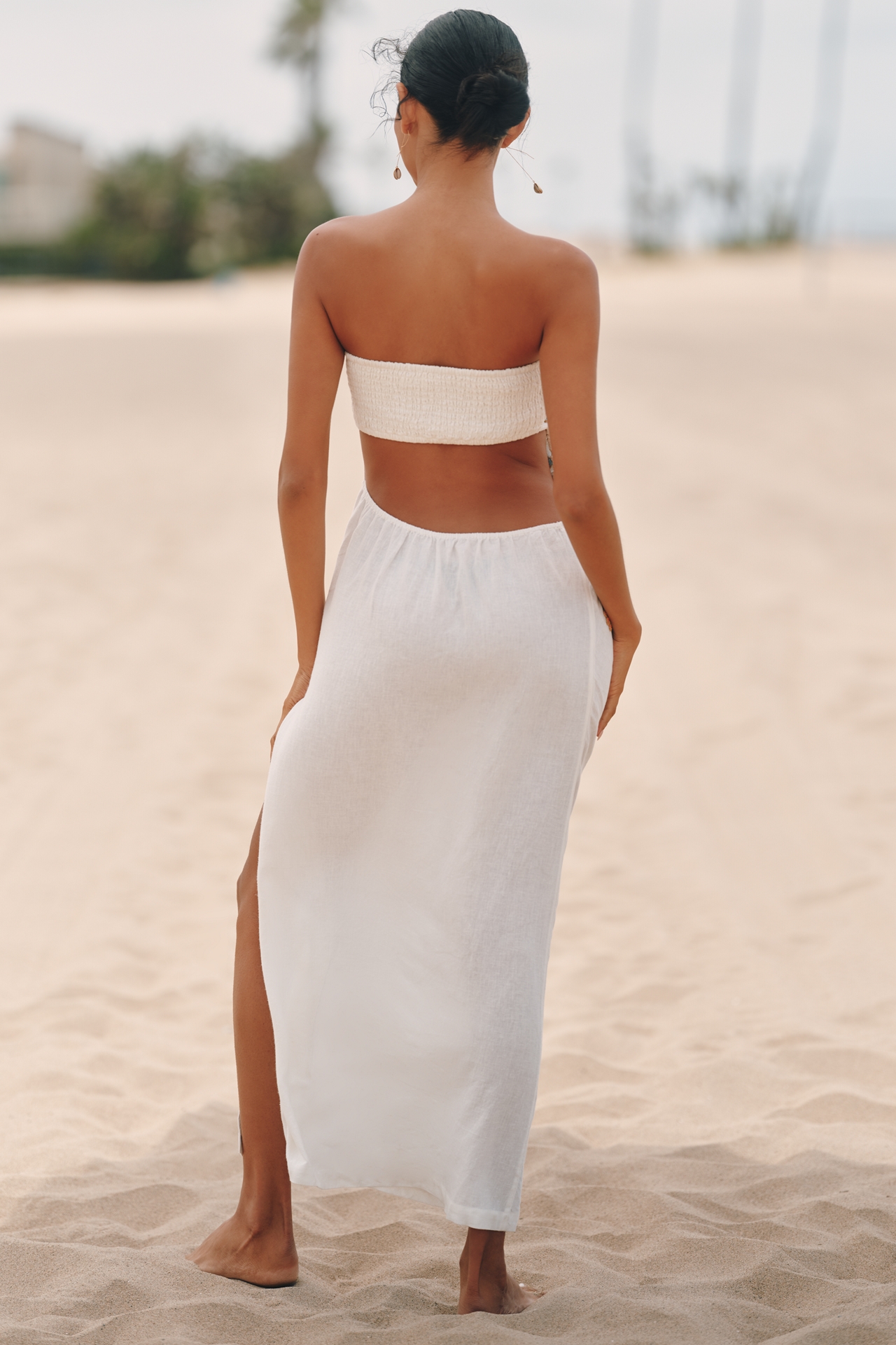 Celandine Strapless Cutout Linen Blend Dress