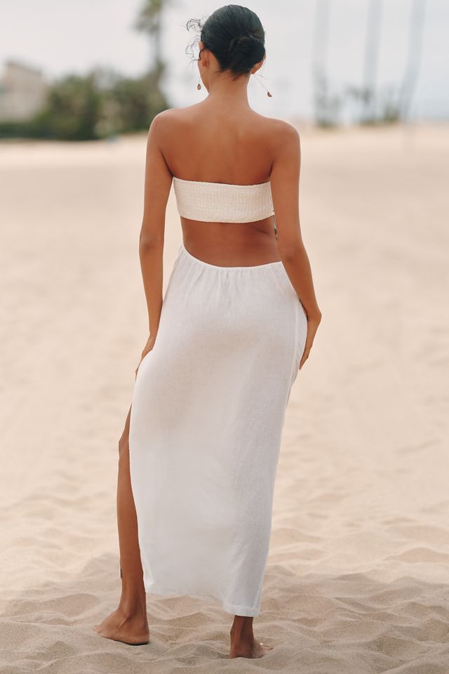 Celandine Strapless Cutout Linen Blend Dress