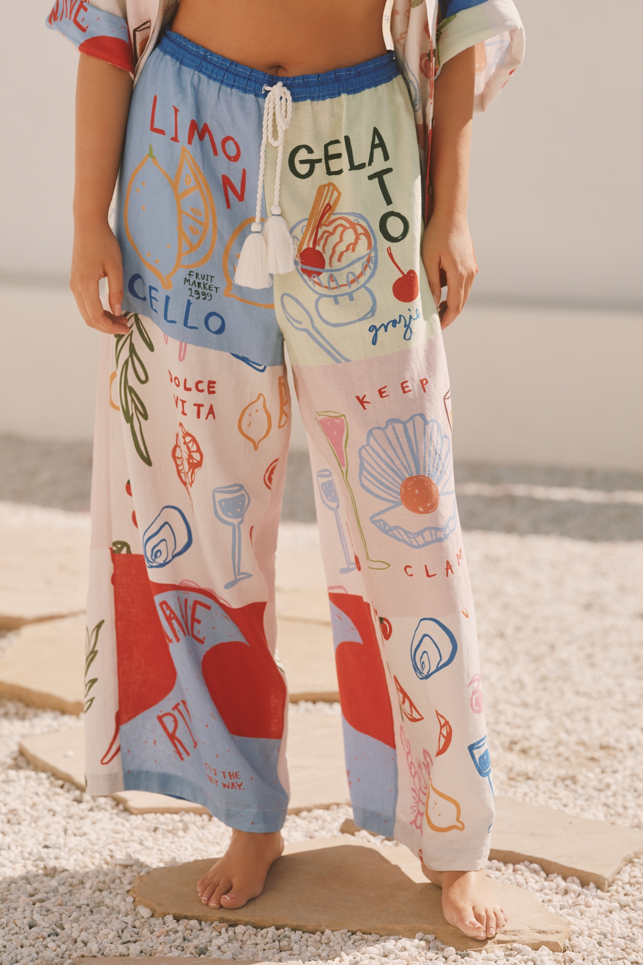 Jordan Nickson x Celandine Linen Blend Drawstring Wide-Leg Pants