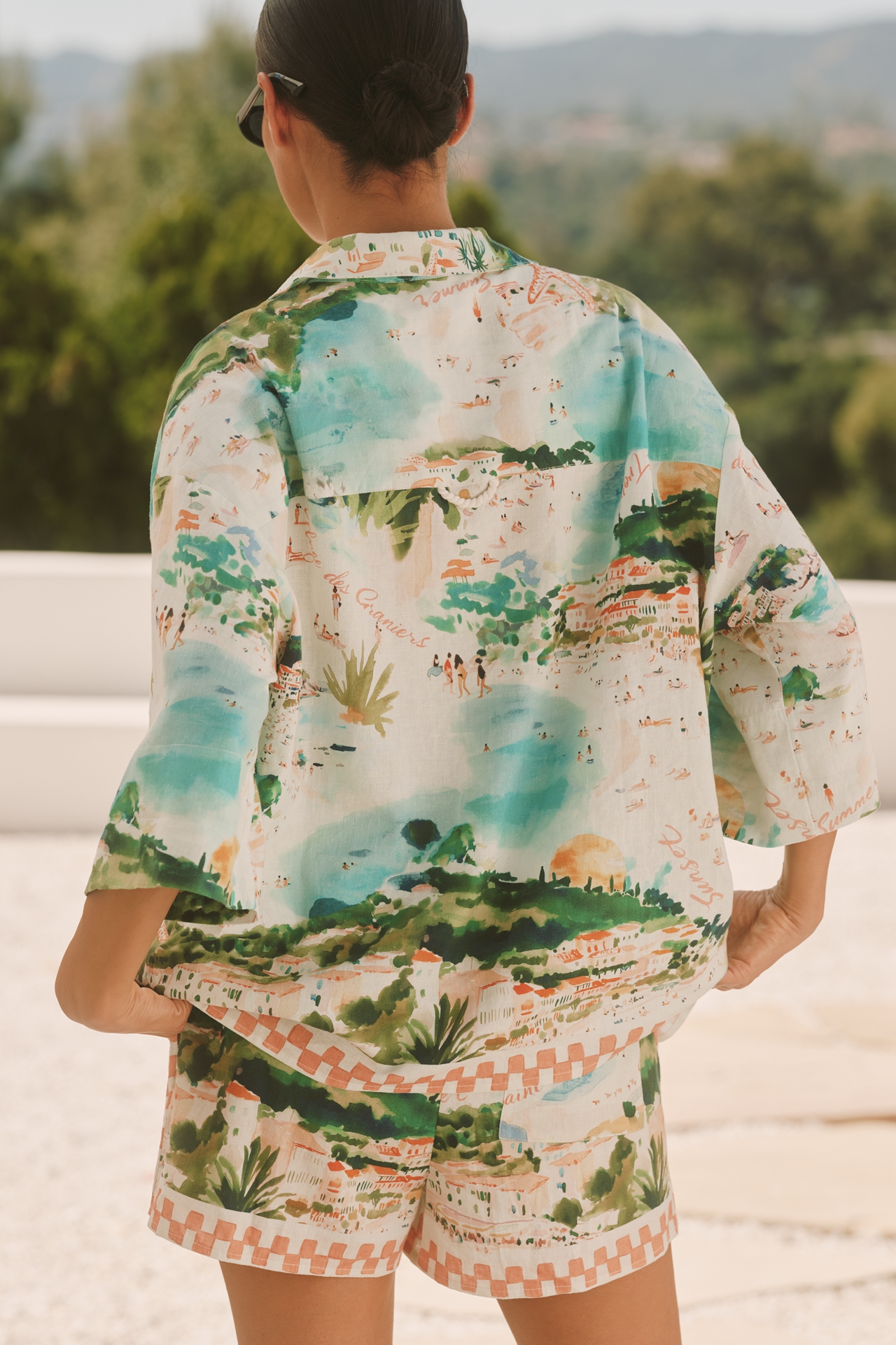 Celandine Linen Blend Printed Buttondown Shirt
