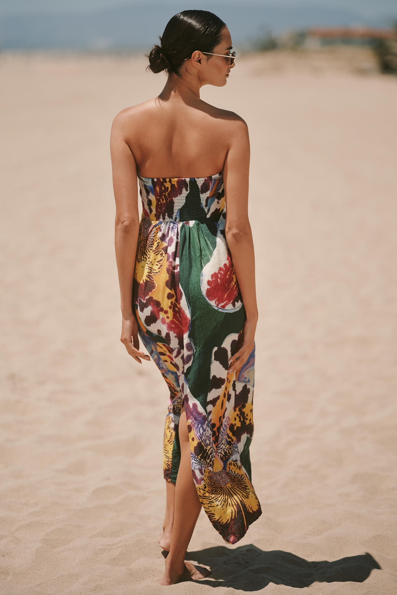 The Aliza Strapless Linen Blend Maxi Dress